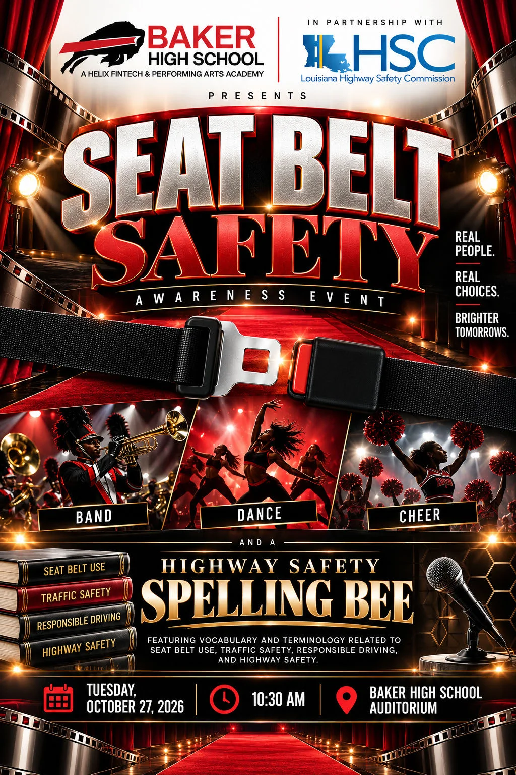 Flyer for BHS Seat Belt Safety event